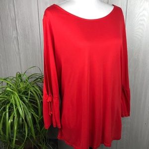 Lascana for Venus solid red top open slit arm bell sleeve